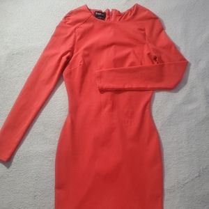 Bebe Coral Long Sleeve Bodycon Dress